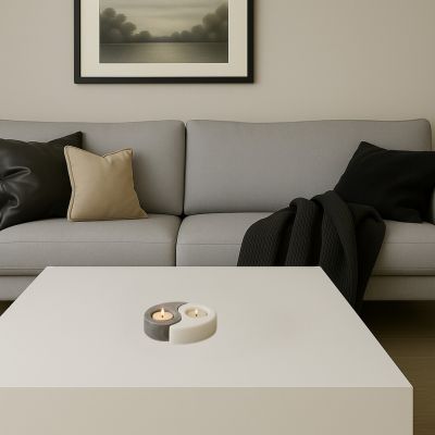 Rabalux Soluna świecznik z soli kamiennej biały-czarny 76034