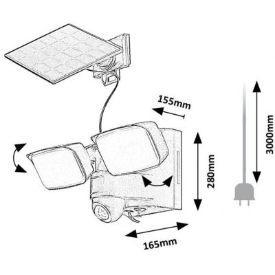 Rabalux Leszno kinkiet solarny 2x5 W czarny 77091