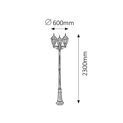 Rabalux Toronto lampa stojąca zewnętrzna 3x60 W złota 8460