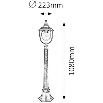 Rabalux Barcelona lampa stojąca zewnętrzna 1x60 W przezroczysta-złota 8679