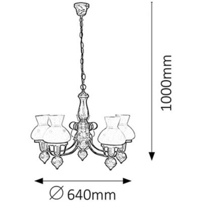 Rabalux Petronel lampa wisząca 5x60 W czarna-brązowa 7079