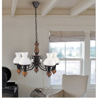 Rabalux Petronel lampa wisząca 5x60 W czarna-brązowa 7079