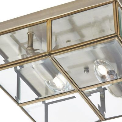 Searchlight Flush lampa podsufitowa 2x60W antyczny mosiądz/szkło przezroczyste 6769-26AB