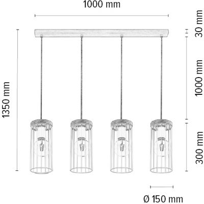 Spot-Light Timeo lampa wisząca 4x60W biały/dąb olejowany 1047406730077