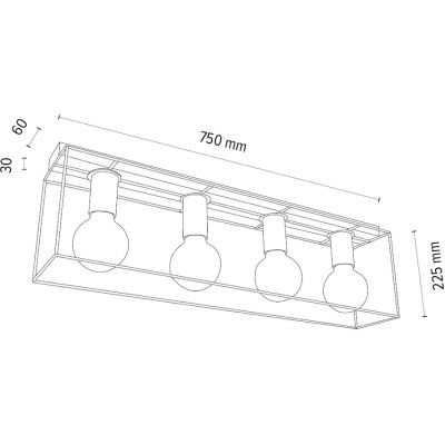 Spot-Light Gretter lampa podsufitowa 4x60W biały/dąb olejowany 4040203930076