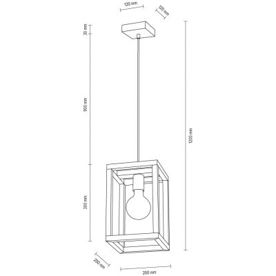 Spot-Light Kago lampa wisząca 1x60W dąb olejowany/czarny 61540174