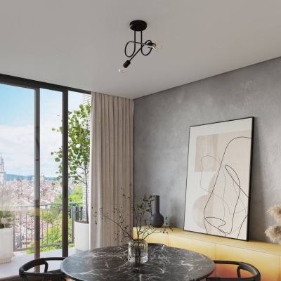 Sollux Lighting Loop lampa podsufitowa 2x15 W czarna SL.1472