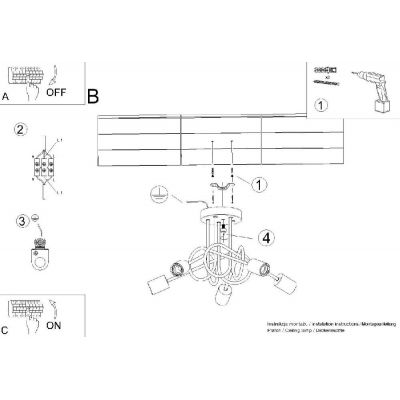 Sollux Lighting Ember lampa podsufitowa 5x15 W czarna SL.1478