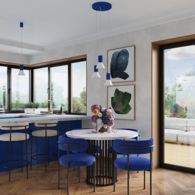 Sollux Lighting Estria lampa wisząca 1x10 W biała-niebieska SL.1874