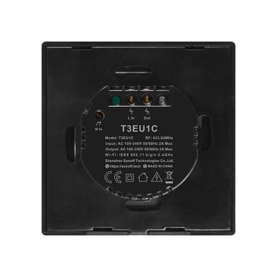 Sonoff WiFi + RF 433 włącznik światła dotykowy T3 EU TX (1-kanałowy) czarny IM190314018