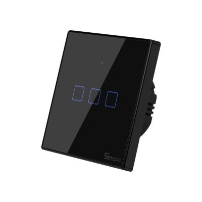 Sonoff WiFi + RF 433 włącznik światła dotykowy T3 EU TX (3-kanałowy) czarny T3EU3C-TX