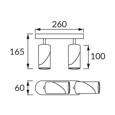 Strühm Zebra lampa podsufitowa 2x35 W biała/czarna 04213