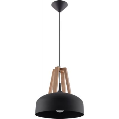 Sollux Lighting Casco lampa wisząca 1x60W czarny/drewno naturalne SL.0390