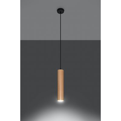 Sollux Lighting Lino lampa wisząca 1x40W czarny/drewno SL.0636