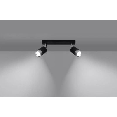 Sollux Lighting Nero 2 lampa podsufitowa 2x40W czarna/chrom SL.1065