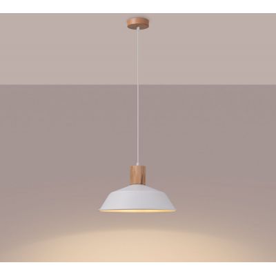 Sollux Lighting Fano lampa wisząca 1x15 W biała-drewno SL.1321