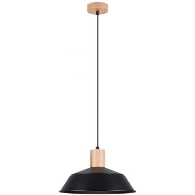 Sollux Lighting Fano lampa wisząca 1x15 W czarna-drewno SL.1322