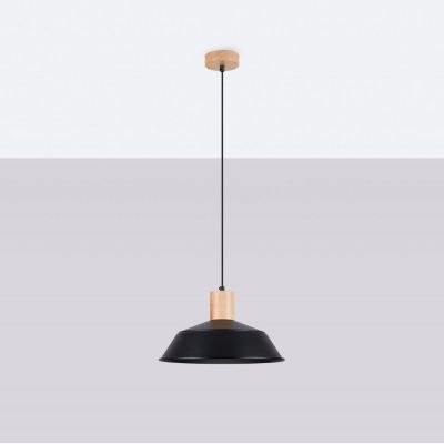Sollux Lighting Fano lampa wisząca 1x15 W czarna-drewno SL.1322