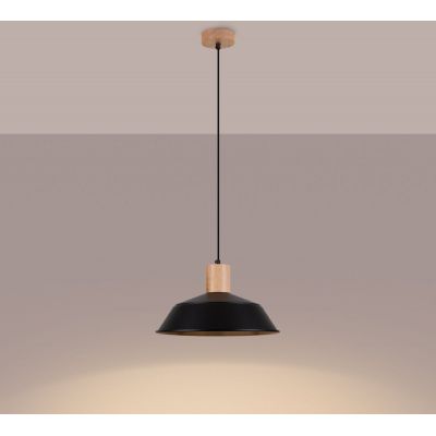 Sollux Lighting Fano lampa wisząca 1x15 W czarna-drewno SL.1322