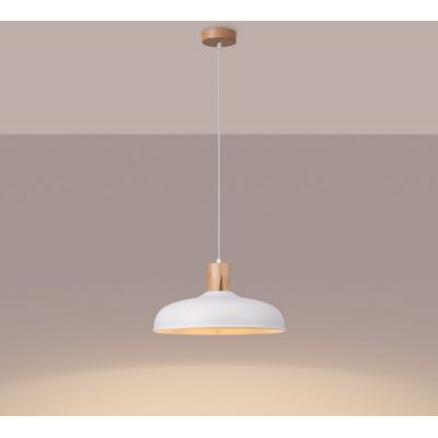 Sollux Lighting Indy lampa wisząca 1x15 W biała-drewno SL.1323