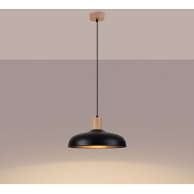 Sollux Lighting Indy lampa wisząca 1x15 W czarna-drewno SL.1324