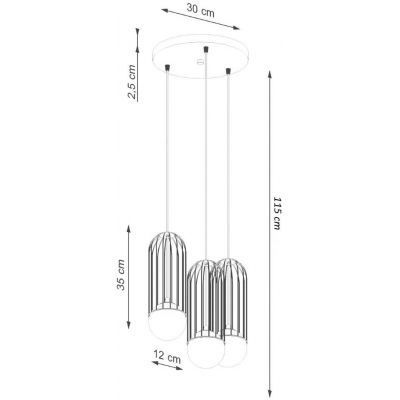 Sollux Lighting Brina lampa wisząca 3x8 W czarna SL.1336