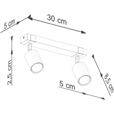 Sollux Lighting Fager lampa podsufitowa 2x10 W czarna-drewno SL.1344