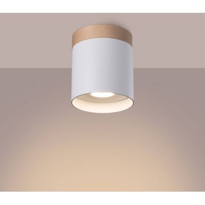 Sollux Lighting Rif lampa podsufitowa 1x10 W biała-drewno SL.1348