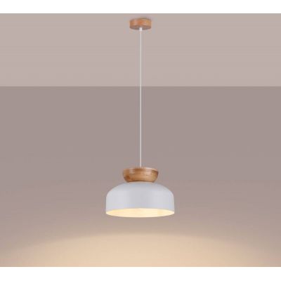 Sollux Lighting Marion lampa wisząca 1x15 W biała-drewno SL.1350