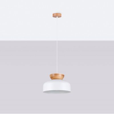 Sollux Lighting Marion lampa wisząca 1x15 W biała-drewno SL.1350