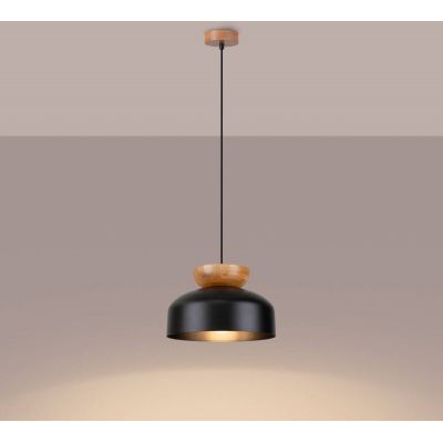 Sollux Lighting Marion lampa wisząca 1x15 W czarna-drewno SL.1351