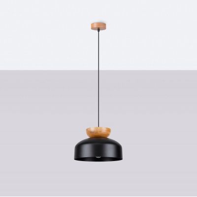Sollux Lighting Marion lampa wisząca 1x15 W czarna-drewno SL.1351