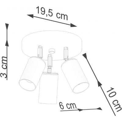 Sollux Lighting Winx lampa podsufitowa 3x10 W czarna-miedź SL.1377