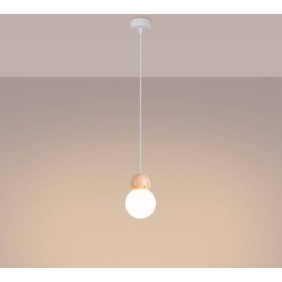 Sollux Lighting Pekka lampa wisząca 1x8 W biała-drewno SL.1390