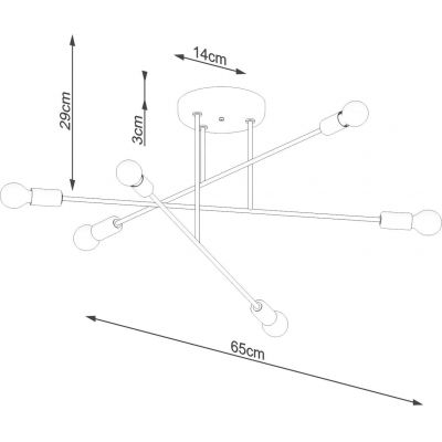Sollux Lighting Norah lampa podsufitowa 6x15 W czarna SL.1453