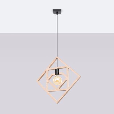 Sollux Lighting Caro lampa wisząca 1x15 W czarna-naturalne drewno SL.1757