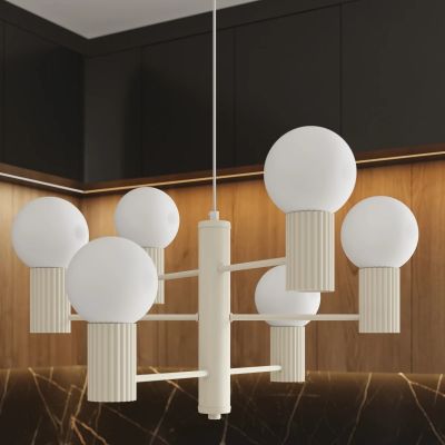 Sollux Lighting Halo lampa wisząca 6x8 W beżowa SL.1831