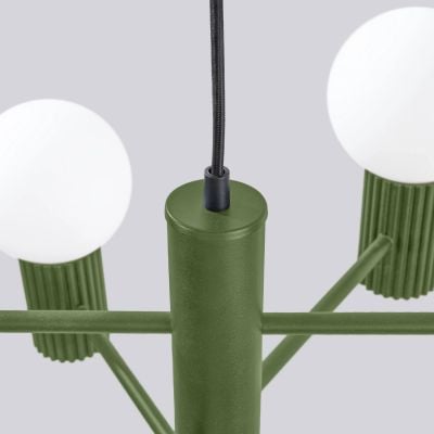Sollux Lighting Halo lampa wisząca 6x8 W zielona oliwkowa SL.1832