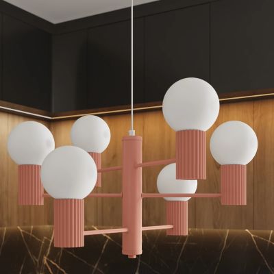 Sollux Lighting Halo lampa wisząca 6x8 W brzoskwiniowa SL.1838