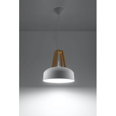 Sollux Lighting Casco lampa wisząca 1x60W biała/drewno SL.0388