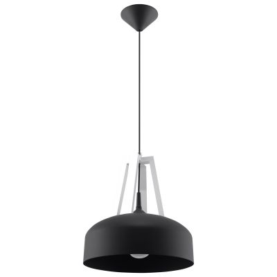 Sollux Lighting Casco lampa wisząca 1x60W czarna/drewno SL.0389