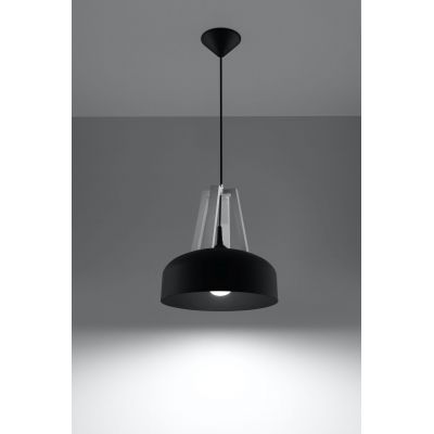 Sollux Lighting Casco lampa wisząca 1x60W czarna/drewno SL.0389
