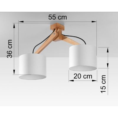 Sollux Lighting Legno lampa wisząca 2x60W drewno/biała SL.0521