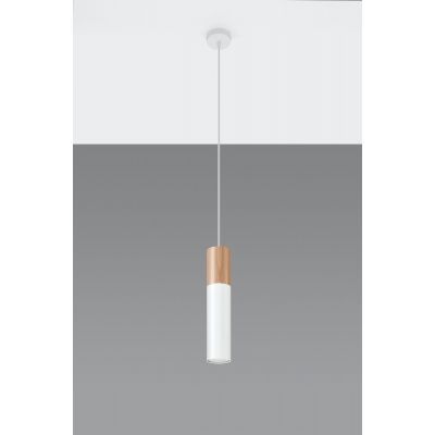 Sollux Lighting Pablo lampa wisząca 1x40W drewno/biała SL.0628