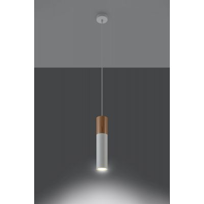 Sollux Lighting Pablo lampa wisząca 1x40W drewno/biała SL.0628