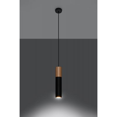 Sollux Lighting Pablo lampa wisząca 1x40W drewno/czarna SL.0632