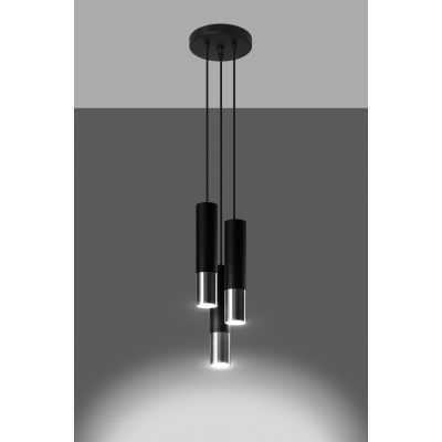 Sollux Lighting Loopez lampa wisząca 3x40W czarna/chrom SL.0943