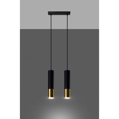 Sollux Lighting Loopez lampa wisząca 2x40W czarna/złota SL.0953