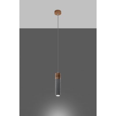Sollux Lighting Zane lampa wisząca 1x40W szary/drewno naturalne SL.0965