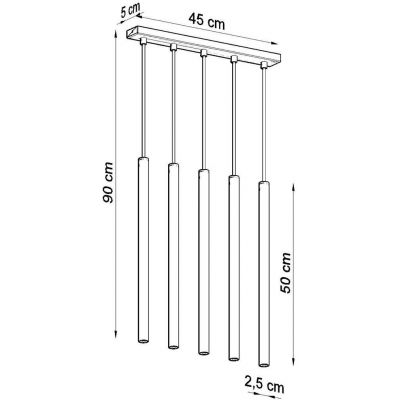 Sollux Lighting Pastelo lampa wisząca 5x8W beton SL.1274